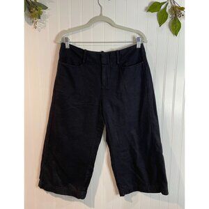 Free People Black Womens Cropped Wide-Leg Linen-Blend Pants Size 4